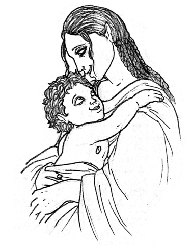 Mary And Baby Jesus Coloring Page